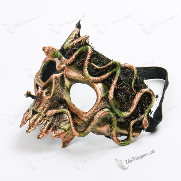 Grim Reaper Skull Woodland Medusa Snake Masquerade Mask - Picture 2 of 3